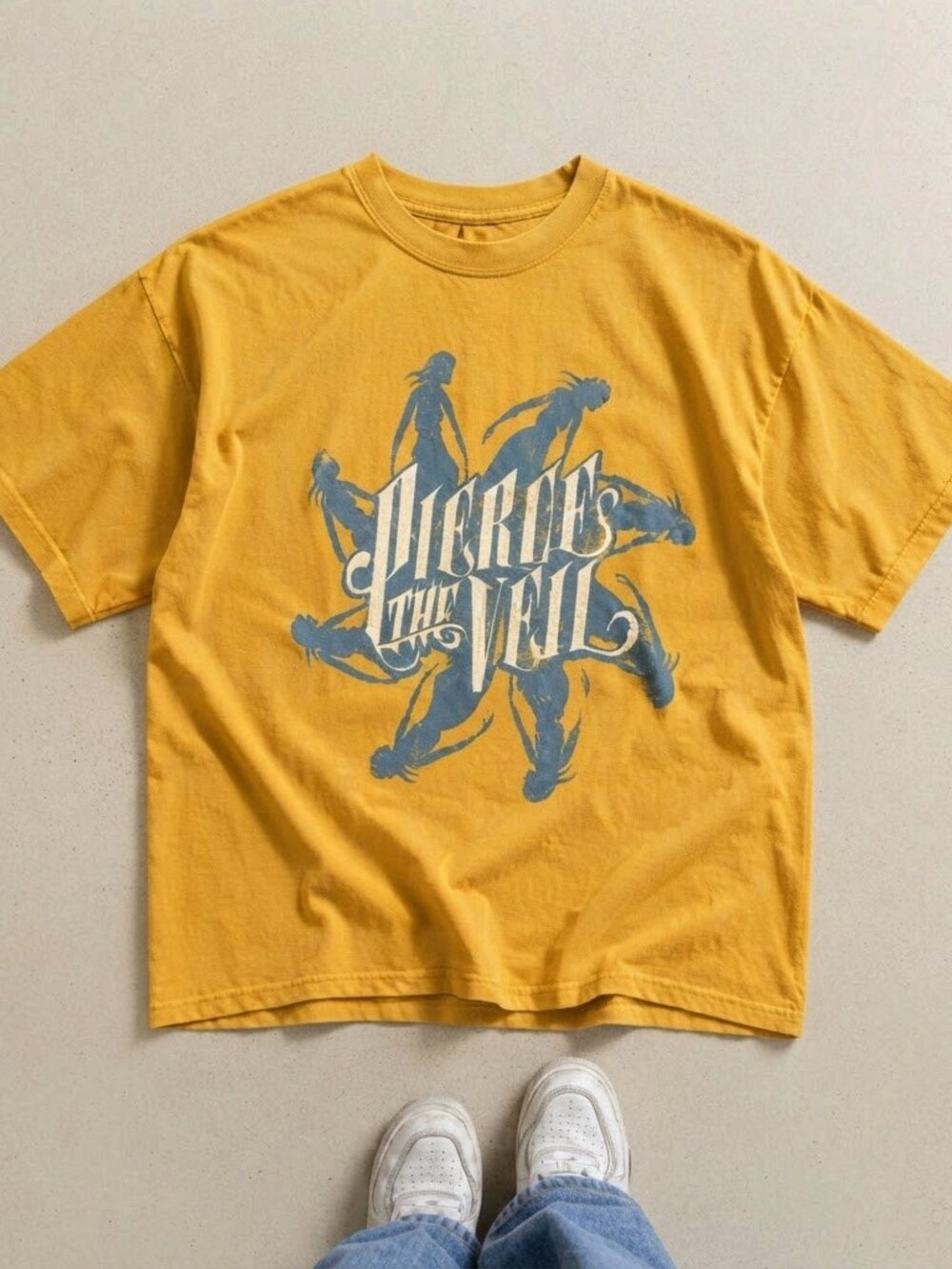Pierce The Veil Mustard Yellow Graphic T-Shirt Unisex Band Tee